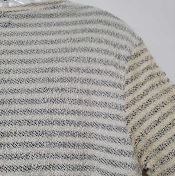 Zara Man Rare Blue Ivory Striped Long Sleeve Cotton Terry Graphic Tee Size Small - Picture 10 of 13